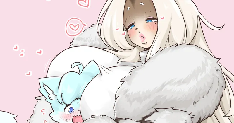 ふわふわコートのウサギさんに抱きしめられて【Skeb】