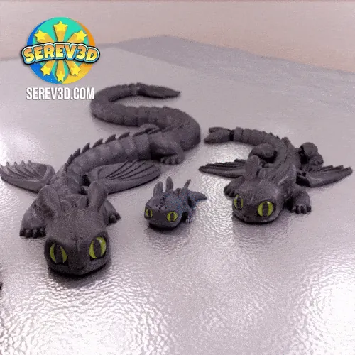 Toothless and the Night Fury Dragon Family (with 3 different sizes of dragons!)