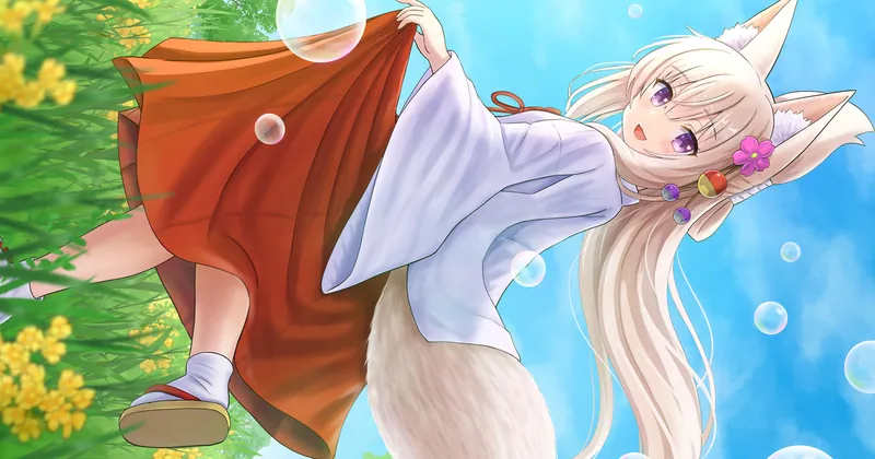 草原を駆け抜けてく狐よゐちゃん　画像セット＋イラストデータ