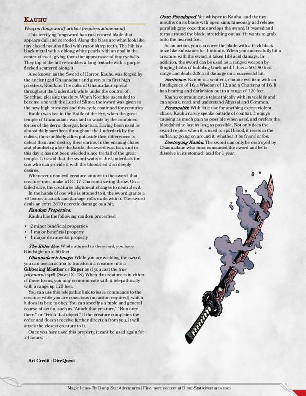 Kauhu, Sword of Horror - [Magic Item Monday]