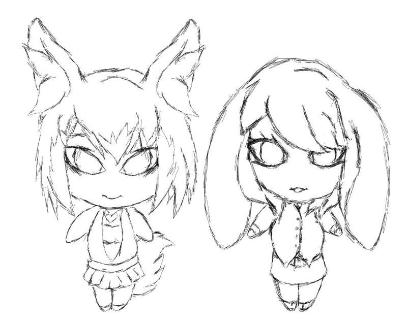 Kyrie and Claire Chibi Sketch