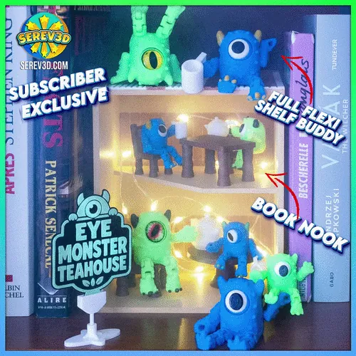 👁️ Eye Monsters Vol. 2 - Teahouse Playset (fully flexi shelf buddies AND book nook!)