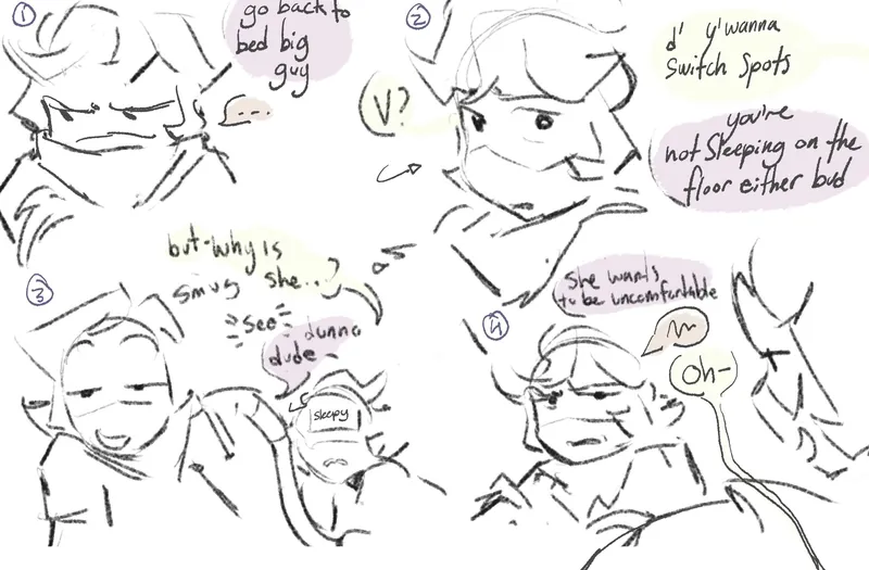sitting guard- envuzi comic outline + extras