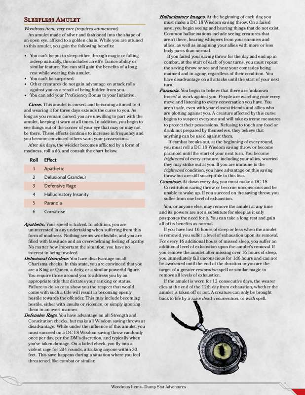 Sleepless Amulet - [Magic Item Monday]