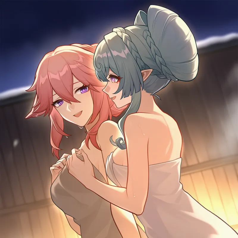 (REQUEST) [Yuri] Yae Miko x Yumemizuki Mizuki - 153 Image Set