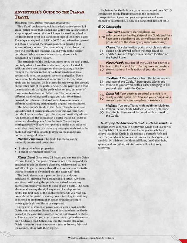 Adventurer's Guide to Planar Travel - [Magic Item Monday]