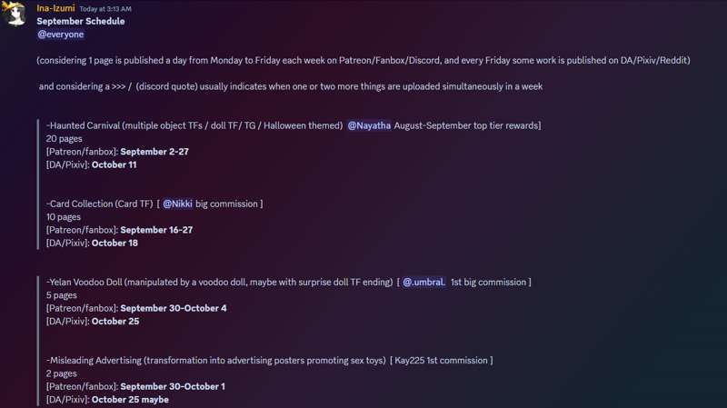 September Schedule