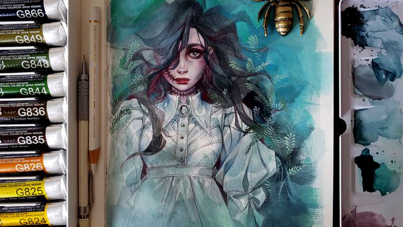 Spontaneous Gouache Sketchbook Painting // art process
