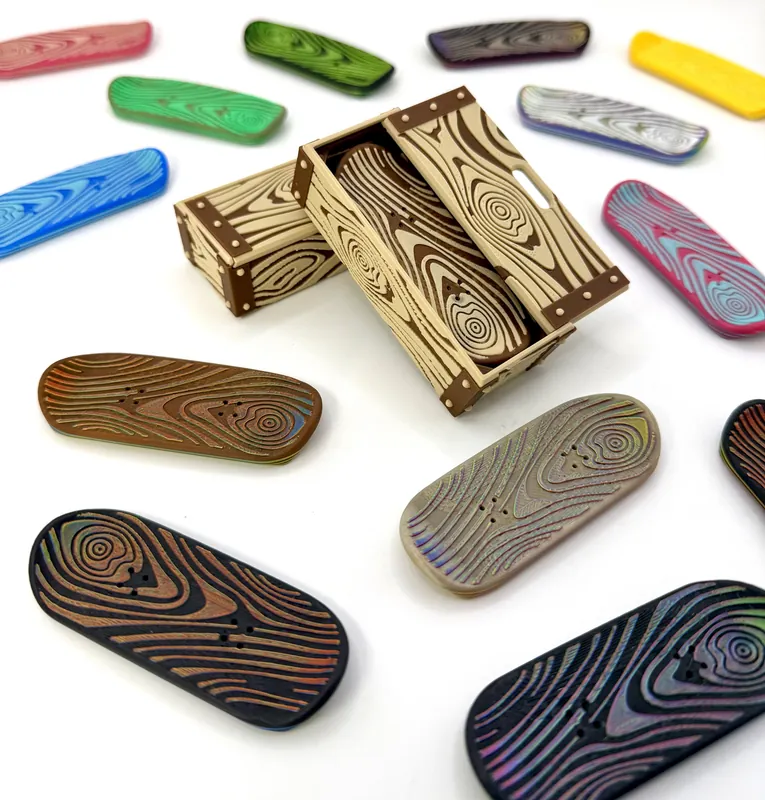 KickFlip Magnetic Fidget Deck - Woody Edition - Exclusive Wood Grain Deck and Crate