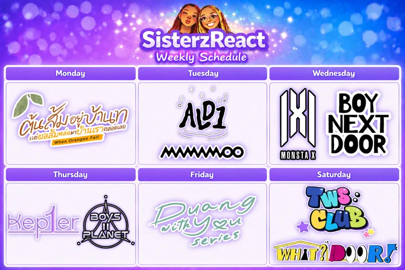 This weeks schedule (24 August - 30 August 2026)
