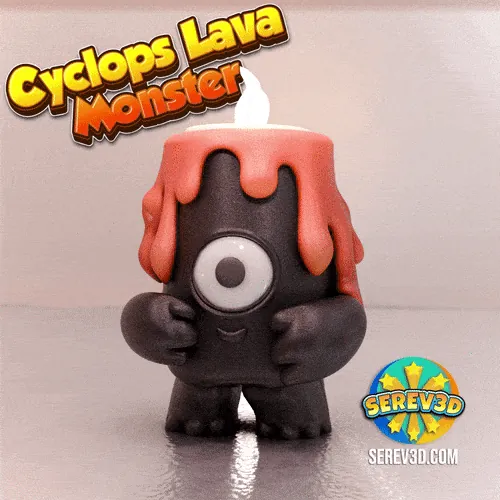 Cyclops Lava Monster (Candle Holder with movable eyes)