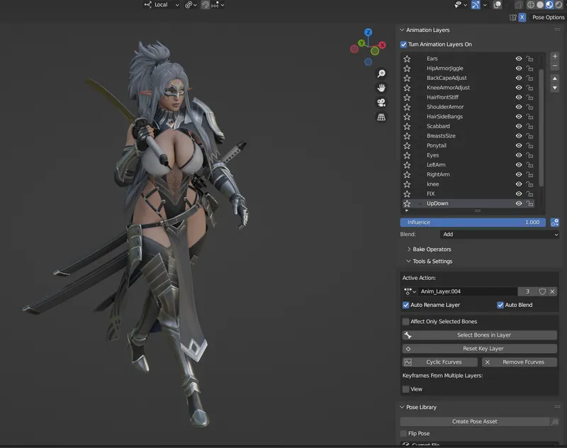 Blender File (and Cascadeur) - Dark Elf Blader Walk Cycles