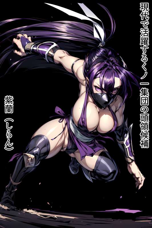 [Request][JPN] くノ一 紫蘭 ビーチで露出調教 高解像度版