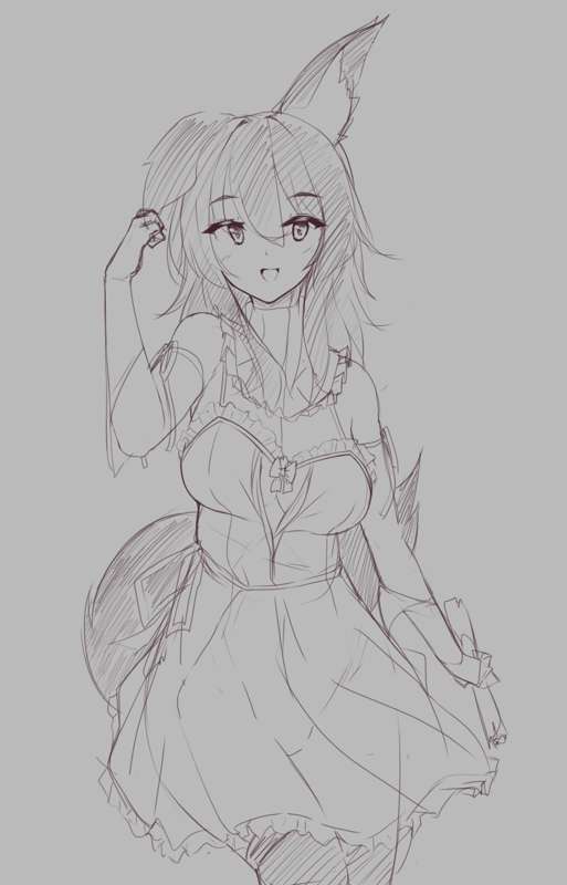 Matsuko Redesign Sketch + Narmaya Progress (see desc.)