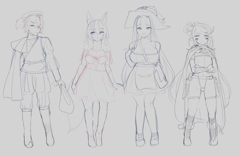 Character Design Lineup Sketches + Kamen Rider Kuuga