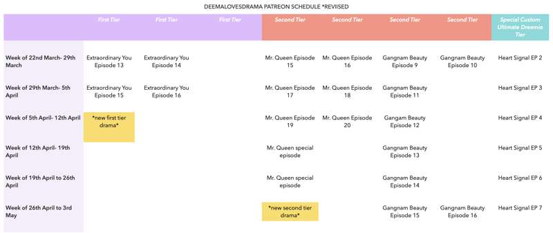 Revised Schedule!