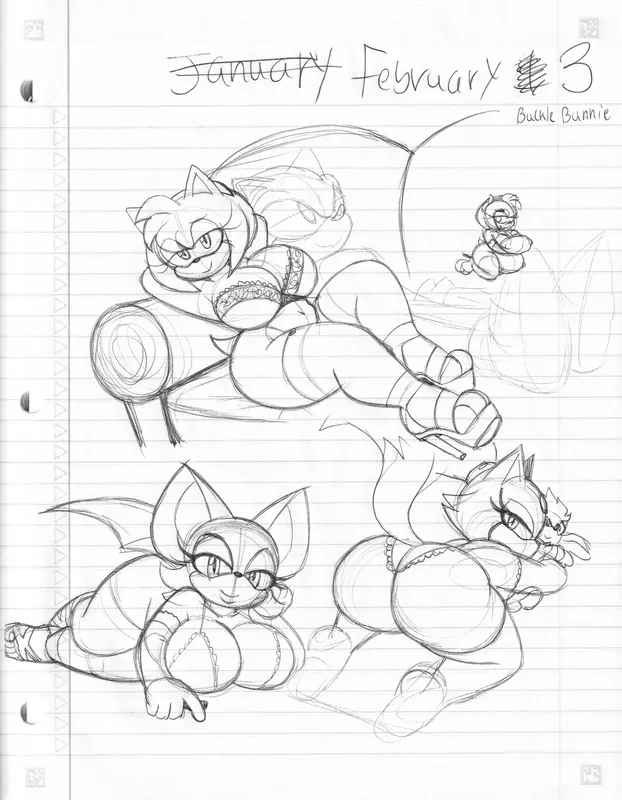 Sonic girls in lingerie doodle