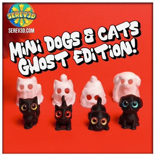 👻🐾 Serev3D Mini Dogs & Cats – Ghost Edition!