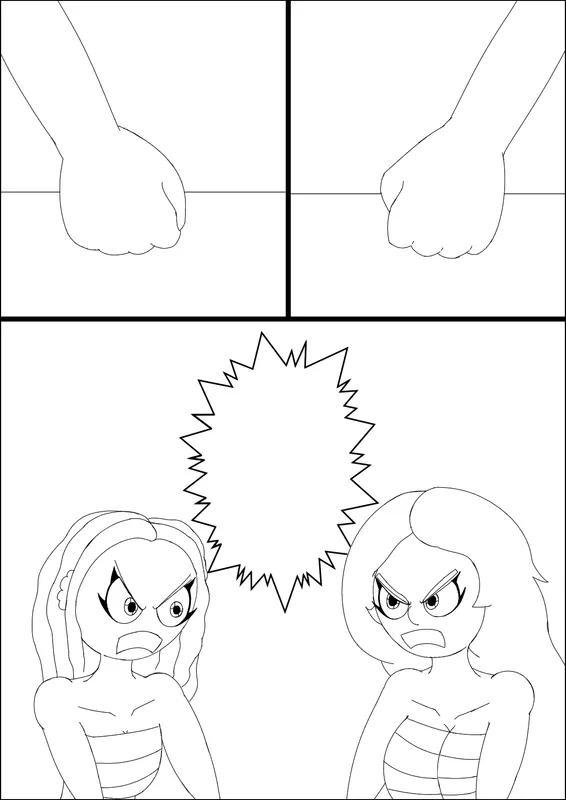 Ruby GiIlman VS Chelsea sumo fight request final page (sketch & final outline)