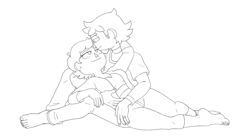 Mamabito x Papabito Lover's Embrace LINE ART
