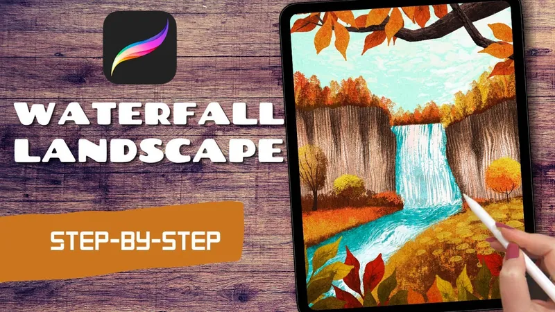 Waterfall Landscape Painting