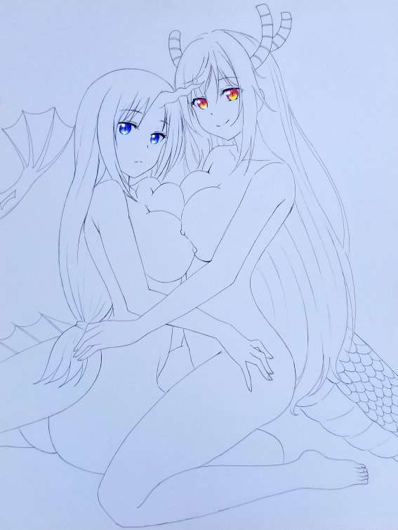Elma & Tohru (Lineart) 