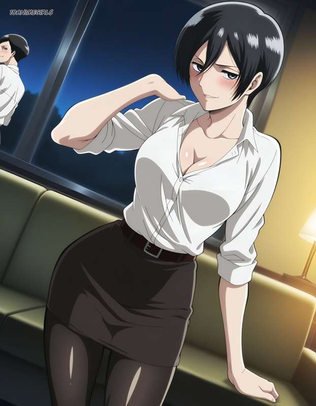 #1 (T2/60P)  Mikasa Ackerman (ミカサ・アッカーマン) + Eren Yeager (エレン・イェーガー)| short hair & uniform 