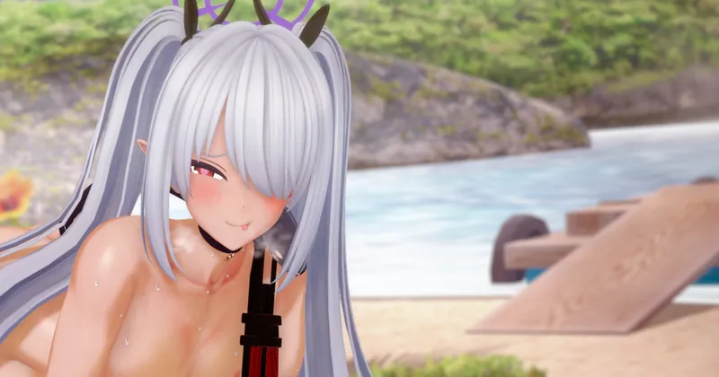 Iori having fun on the beach