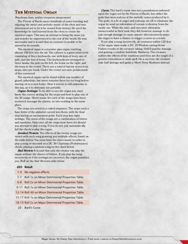 The Mystical Organ [Magic Item Monday]
