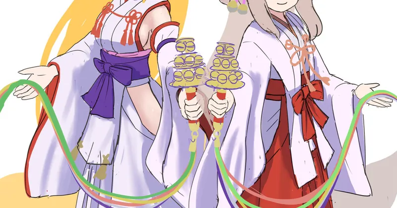 狐娘の二人舞　（ラフイラスト）