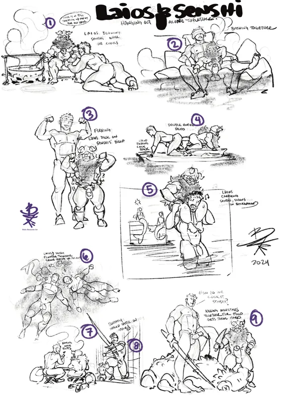 Laios and Senshi sketch ideas