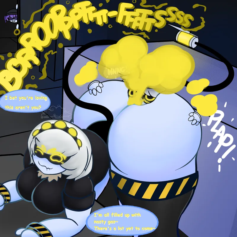 V farting on N (Murder Drones)