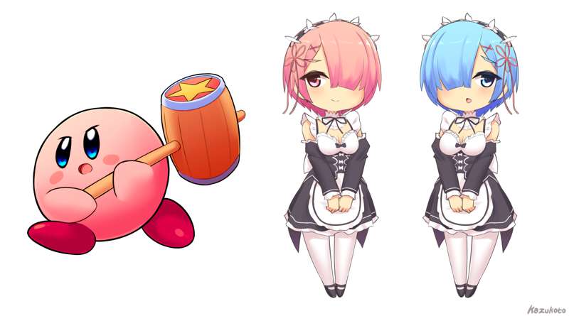 Kirby, Rem, and Ram Stickers