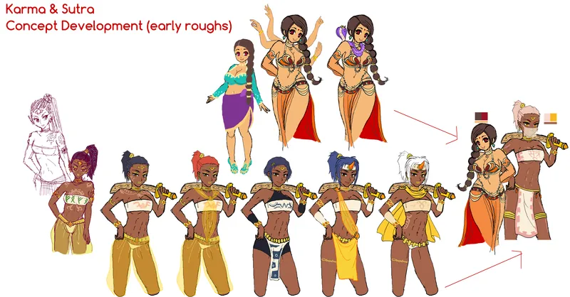 New Girl Designs (early roughs)
