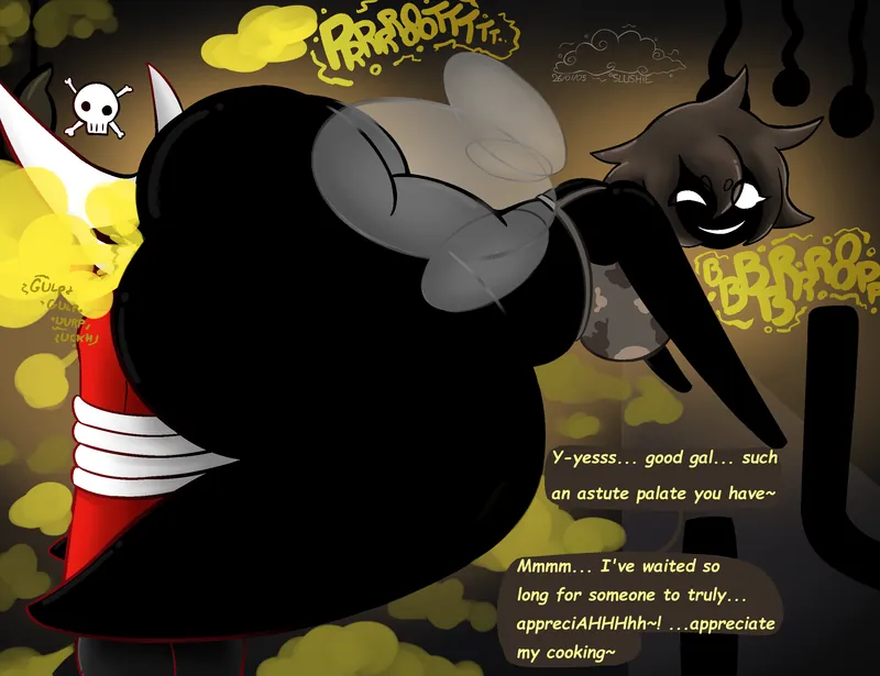 Disgraced Chef Lugoli Farting on Hornet (Silksong)