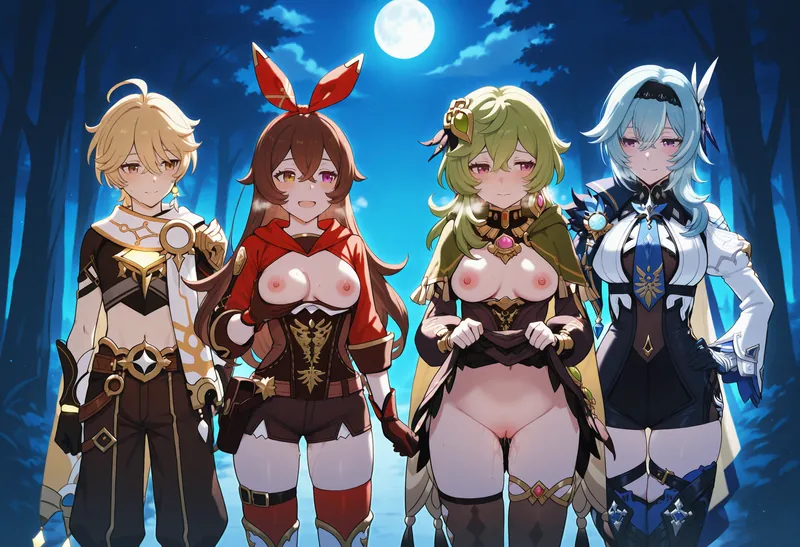 Aether x Amber & Eula & Collei  |  空 x 安柏優菈柯萊  (68pic)