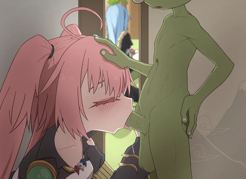 【Having blowjob with Milim behind Rimuru】 - Animation